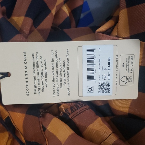 CT1945 Scotch & Soda NWT Copper & Black Checkered Dress S - Picture 10 of 10